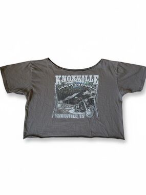 Vintage Harley Davidson Cropped T Shirt Grey Knoxville